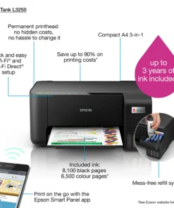EPSON PRINTER Ecotank L3250, Print, Copy, Scan-With Wifi, borderless printing up to 4r - Image 3